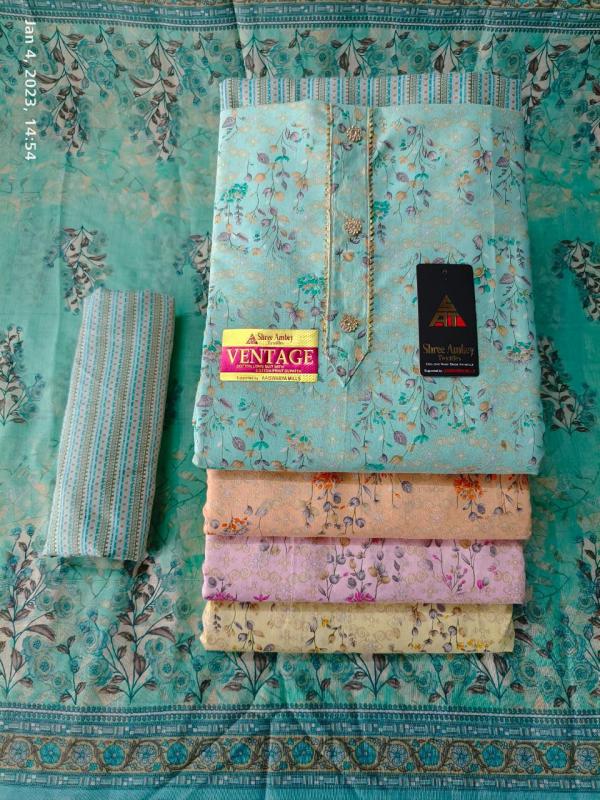 Sat 4 Matching Vintage  Indo Designer Dress Material